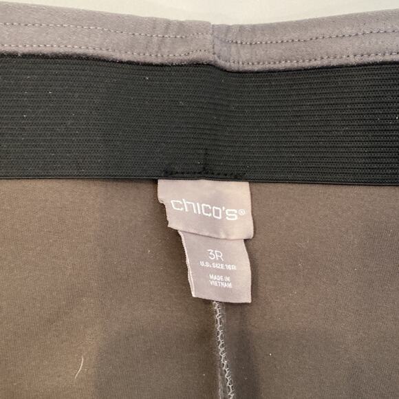 Chico’s Women’s Gray Faux Suede Leggings Luxe EUC Sz 16 Polyester Elastic Waist - Picture 2 of 10